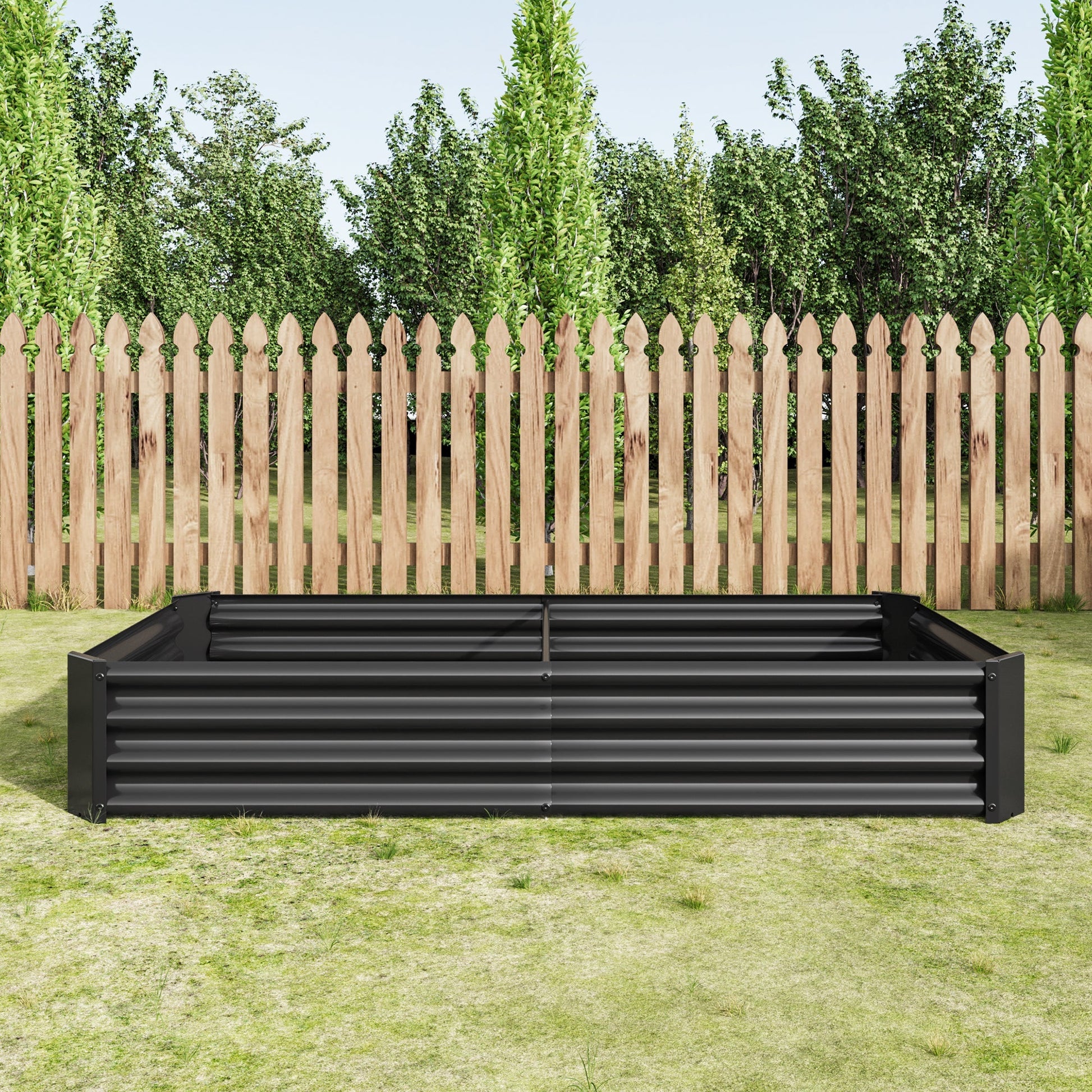 Raised Garden Bed metal rectangular planter 6×3×1 ft, black finish on Tampa Home & Garden Store