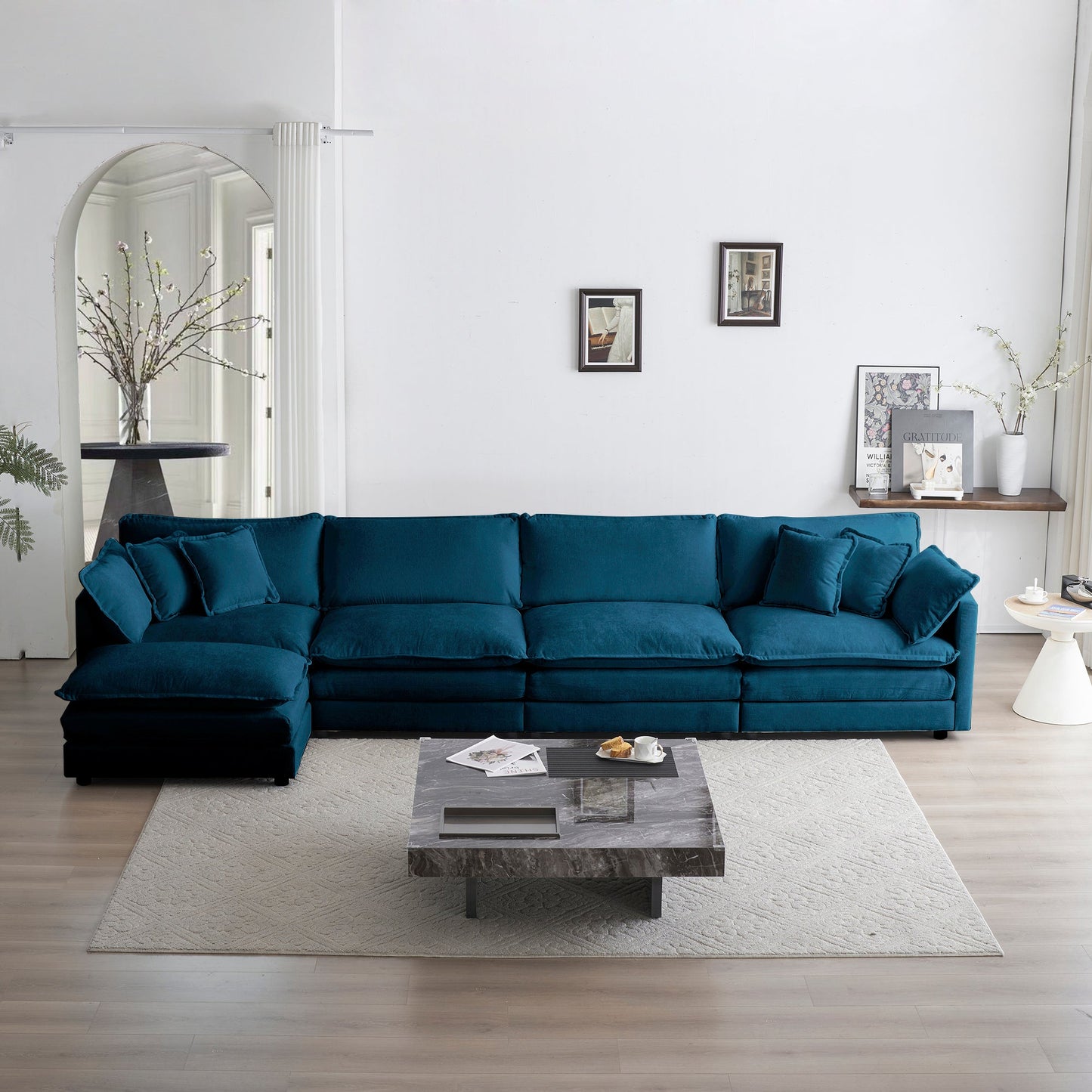 Modular sectional sofa HouseOfZazla in blue, U-shaped 5-seat with ottoman on Tampa Home & Garden Store
