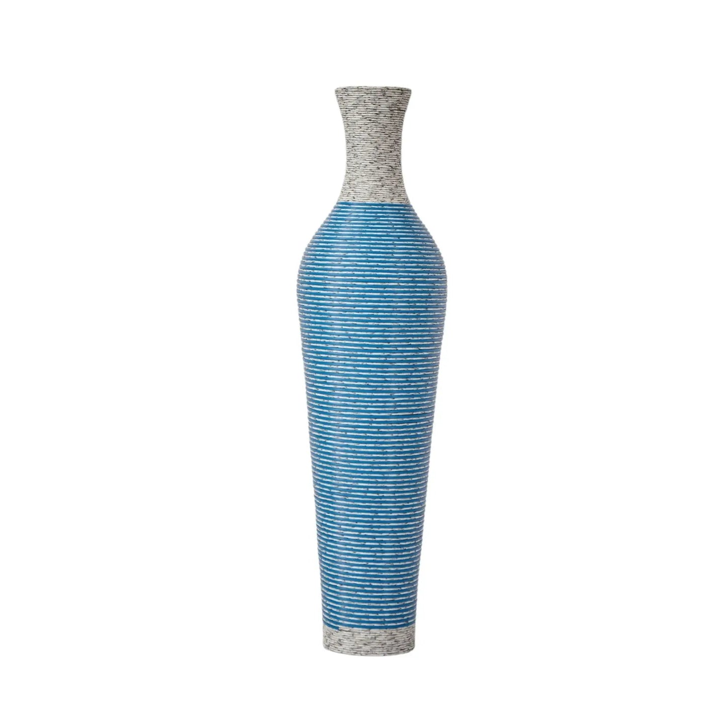 Classic And Neat floor vase blue striped ceramic tall neck design by Unique Piece Furniture on Tampa Home & Garden Store