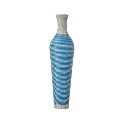 Classic And Neat floor vase blue striped ceramic tall neck design by Unique Piece Furniture on Tampa Home & Garden Store
