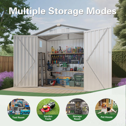 Garden Tool Shed metal storage shed by HouseOfZazla with peaked roof and lockable door on Tampa Home & Garden Store