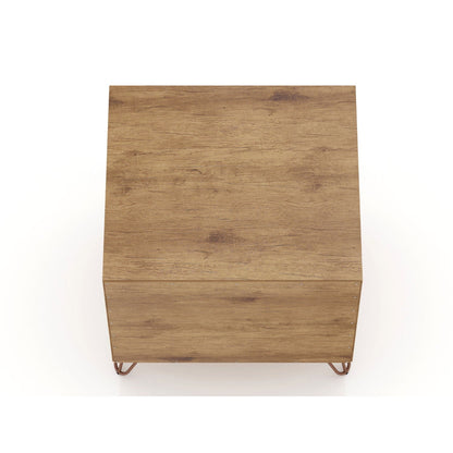 Rockefeller nightstand with 1 drawer and splayed copper legs in wood finish on Tampa Home & Garden Store
