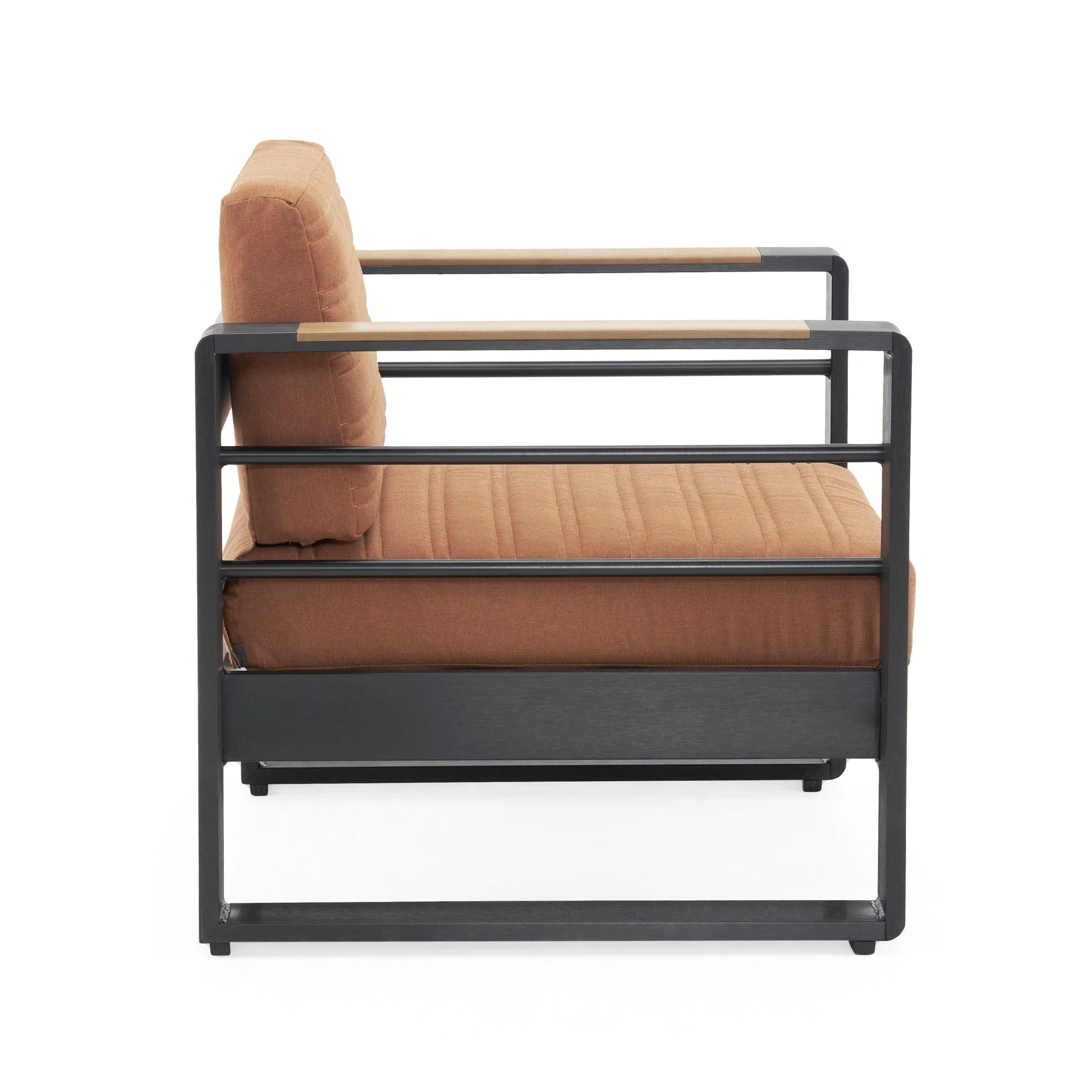 Giovanna Club Chair outdoor arm chair with aluminum frame and brown cushion by HouseOfZazla on Tampa Home & Garden Store