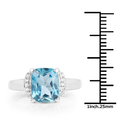 Sterling silver ring with 3.55 ct London blue topaz centerpiece and white topaz accents on Tampa Home & Garden Store