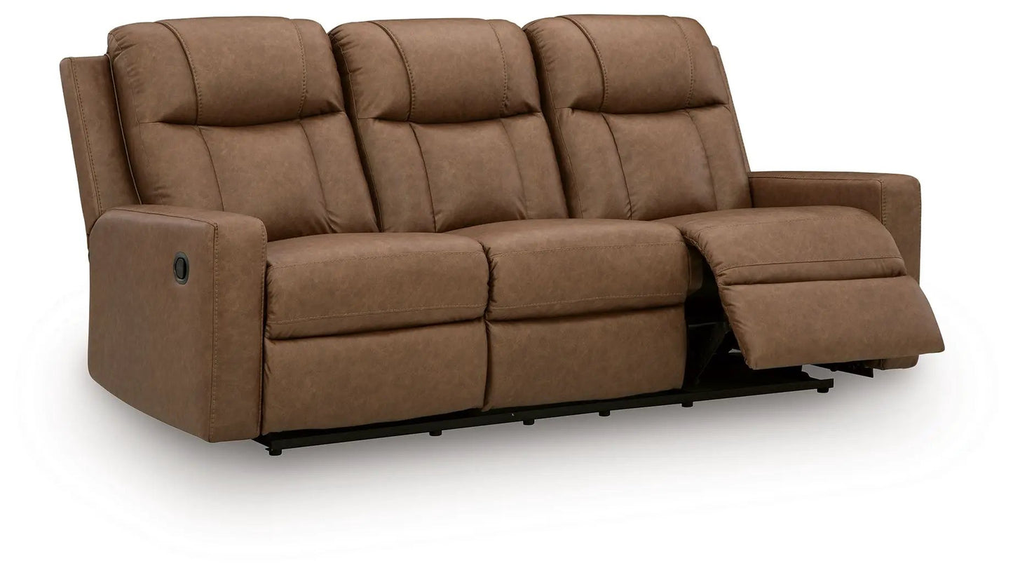 Mackmenville reclining sofa brown leather-look 3-seat with extended footrest on Tampa Home & Garden Store