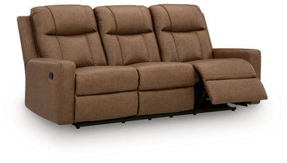 Mackmenville reclining sofa brown leather-look 3-seat with extended footrest on Tampa Home & Garden Store