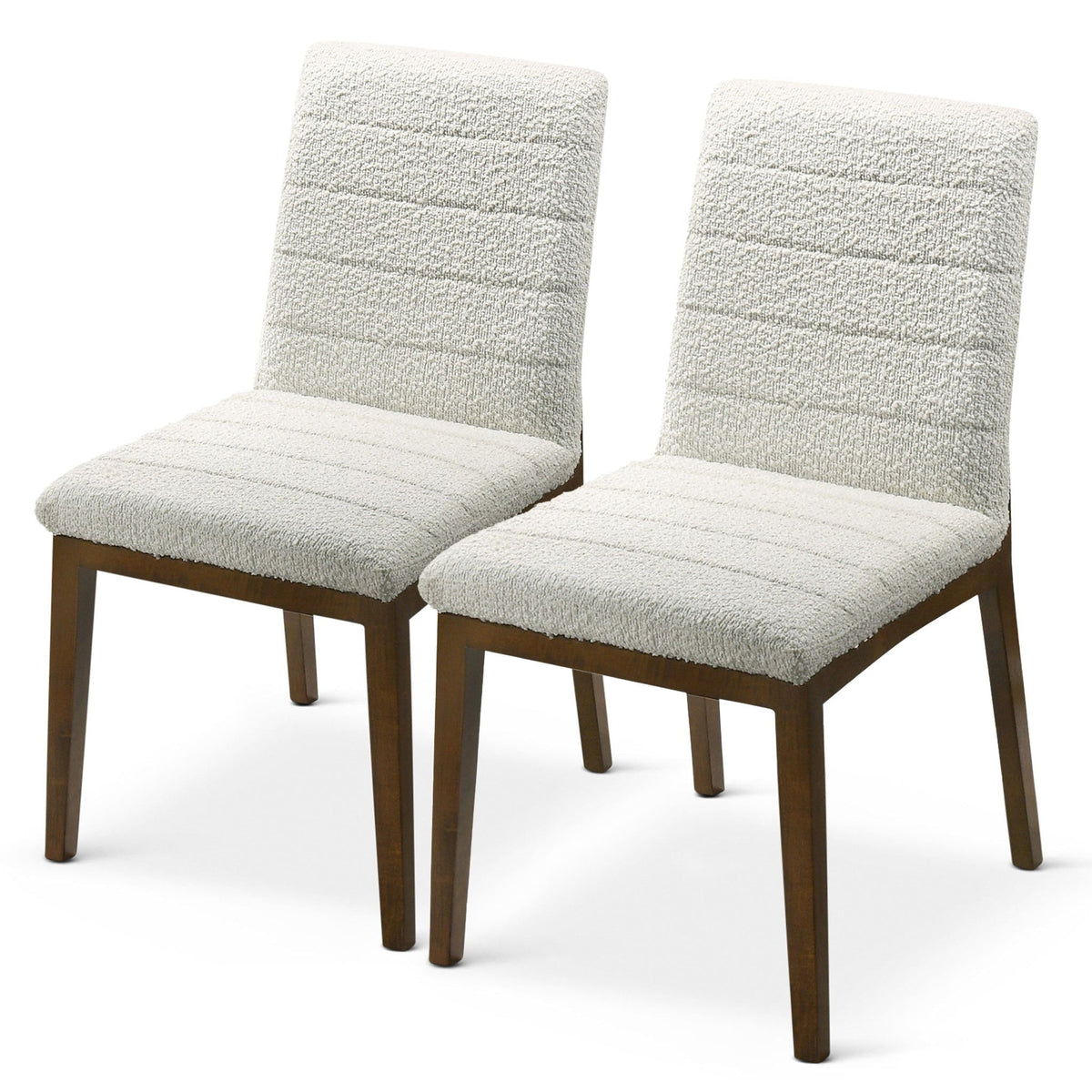 Modern dining chair set with solid wood bases, cream textured upholstery set of 2 on Tampa Home & Garden Store
