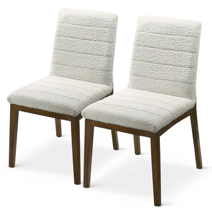 Modern dining chair set with solid wood bases, cream textured upholstery set of 2 on Tampa Home & Garden Store