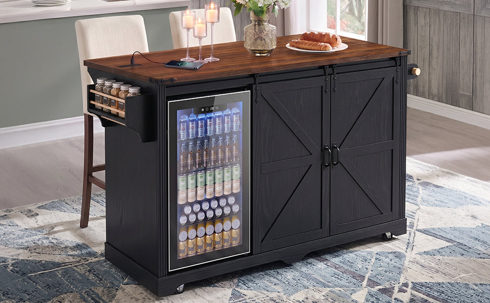 Kk 72 Inch Farmhouse Kitchen Island and a Storage