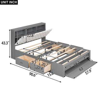 Platform bed with storage headboard, shoe rack and 4 drawers by HouseOfZazla on Tampa Home & Garden Store
