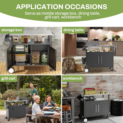 Outdoor Grill Cart With Storage Rack and Shelf