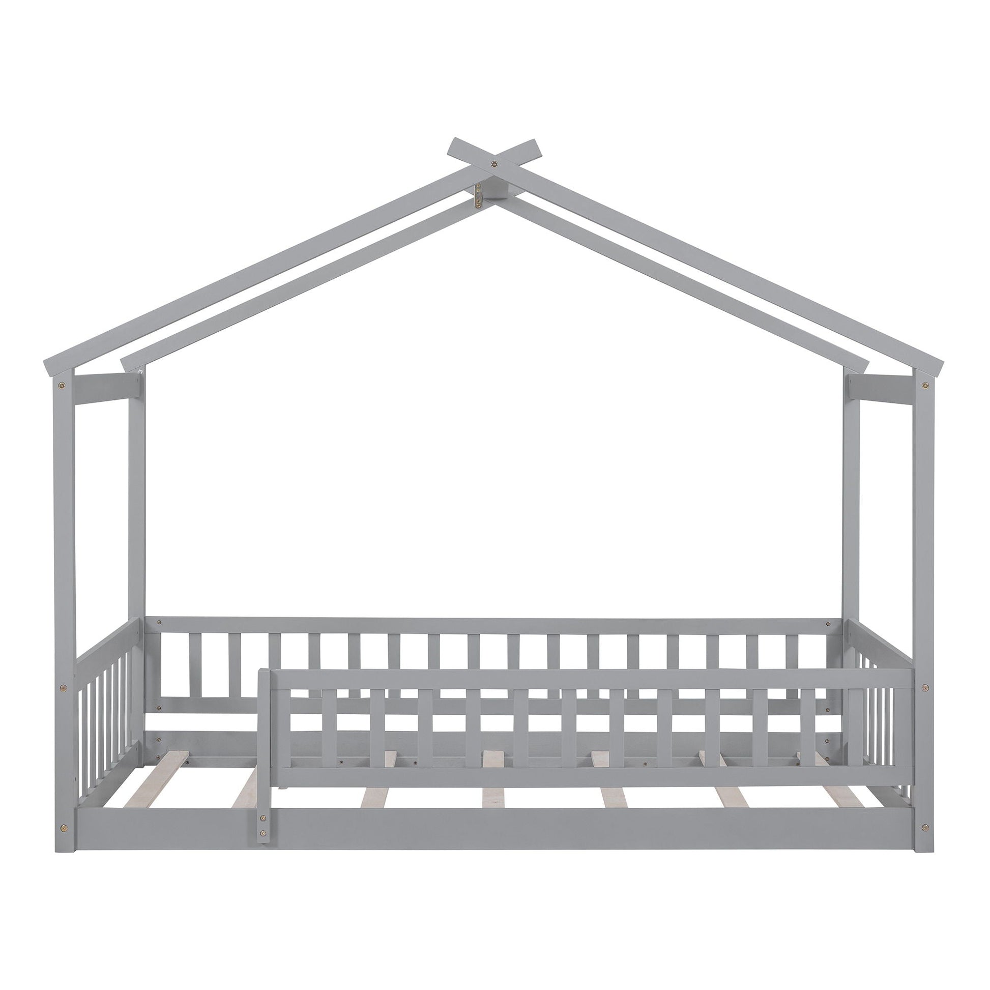 Bed House Bed Frame With Fence canopy bed frame in gray with fence rails on Tampa Home & Garden Store