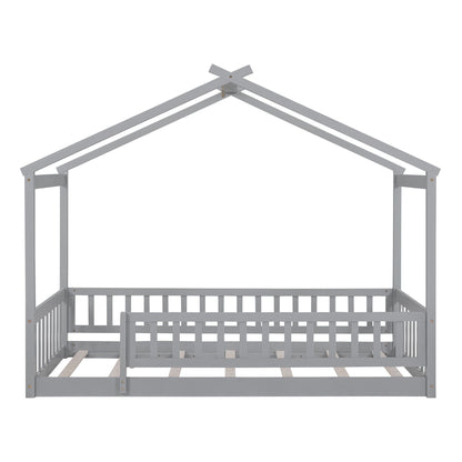 Bed House Bed Frame With Fence canopy bed frame in gray with fence rails on Tampa Home & Garden Store