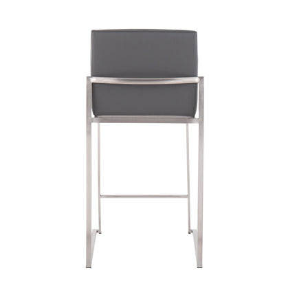 Contemporary High Back Counter Stool with padded grey backrest and stainless steel frame HouseOfZazla on Tampa Home & Garden Store