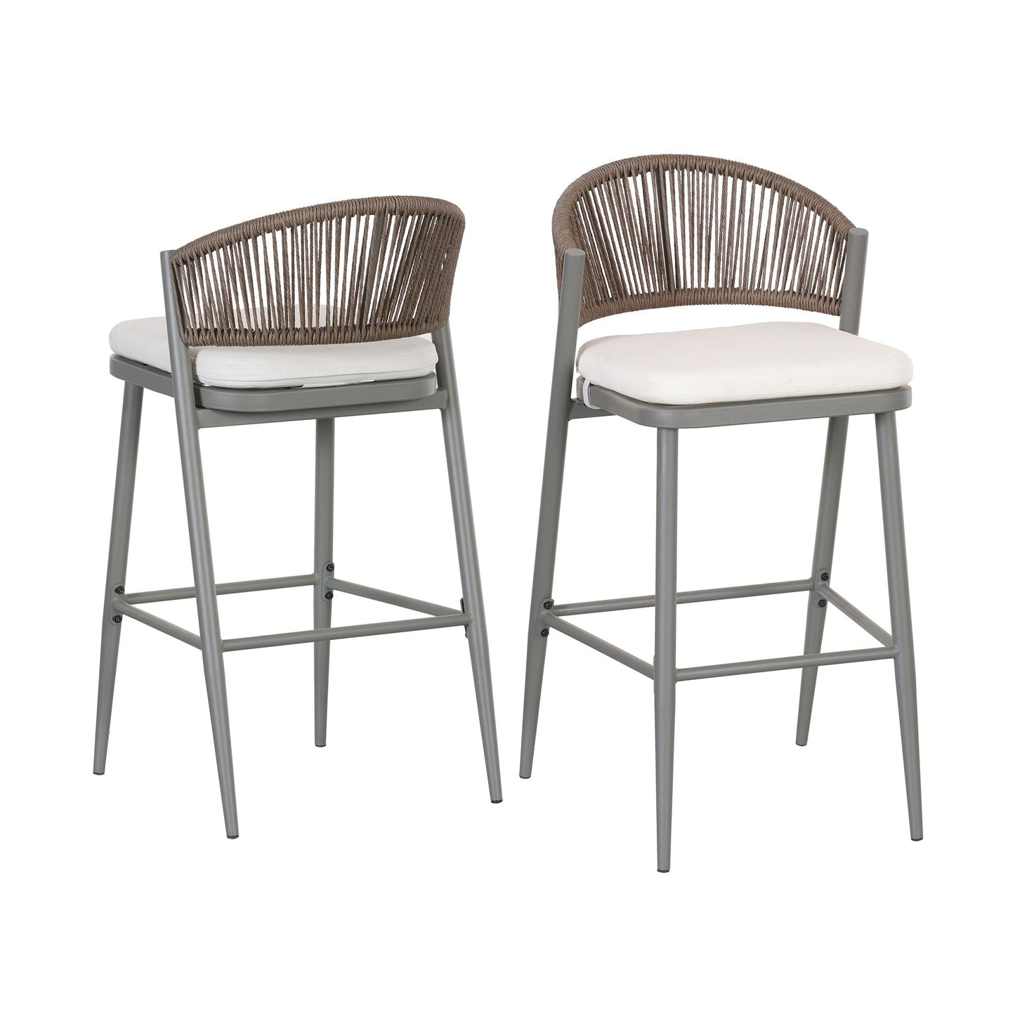 Outdoor Bar Stools With Scallop Cushion And Frame