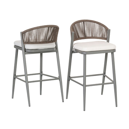 Outdoor Bar Stools With Scallop Cushion And Frame