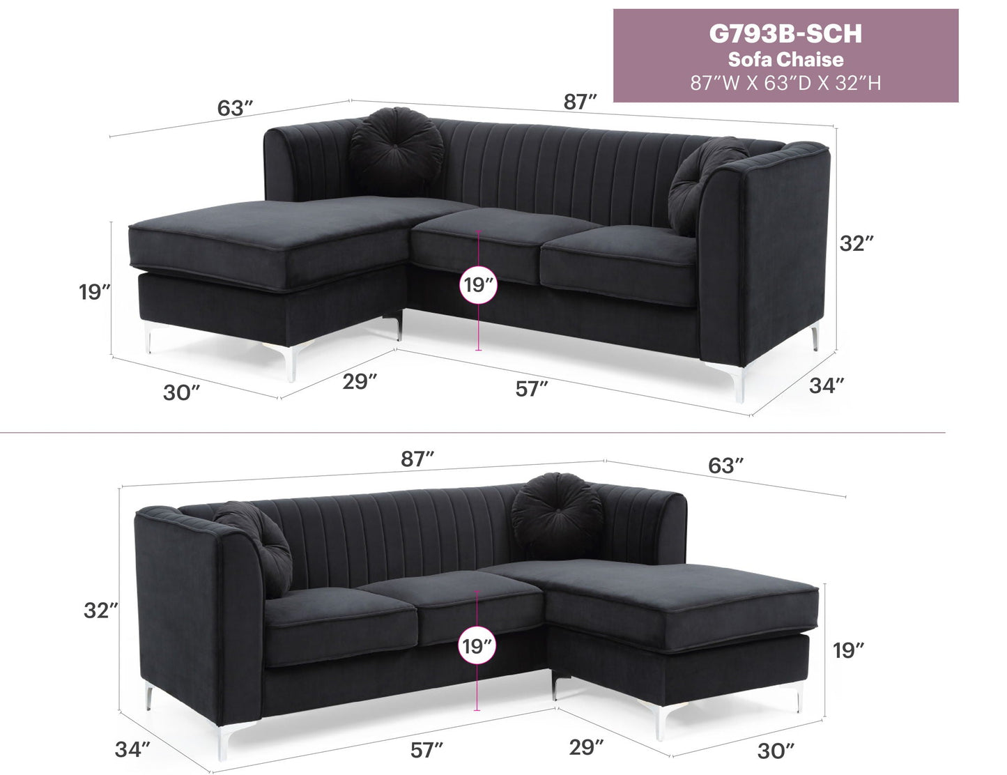 Delray Micro Suede Sofa and Chaise Lounger