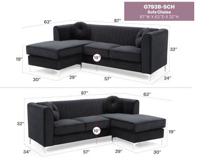 Delray Micro Suede Sofa and Chaise Lounger
