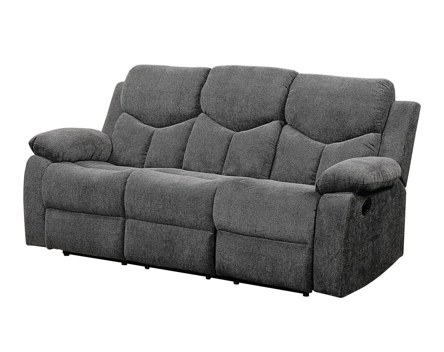 Kalen chenille gray reclining sofa with drop-down table by Unique Piece Furniture on Tampa Home & Garden Store