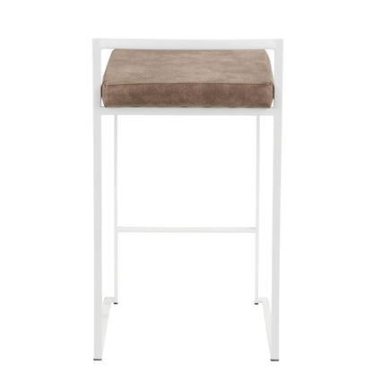 Fuji stackable counter stool beige cushion white frame Unique Piece Furniture on Tampa Home & Garden Store