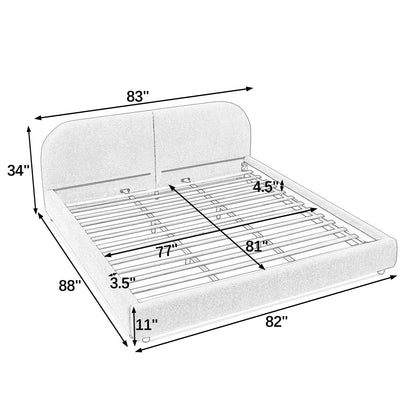Modern King Size Bed and Upholstered Headboard