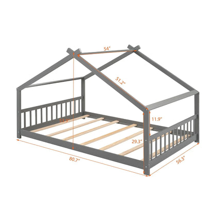 Playhouse Design Bed with Cozy Roof for Kids