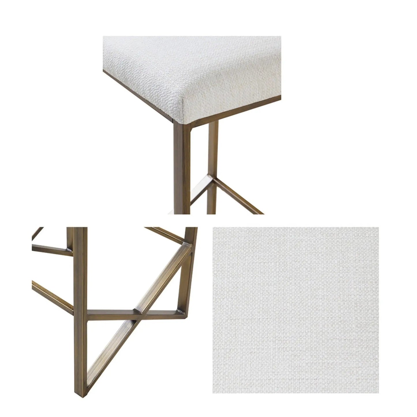 Backless Counter Stool with Padded Seat Ivory
