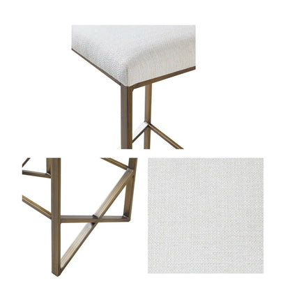 Backless Counter Stool with Padded Seat Ivory