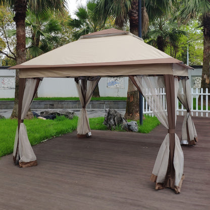 Outdoor Steel Gazebo With Mesh Nets and Canopy