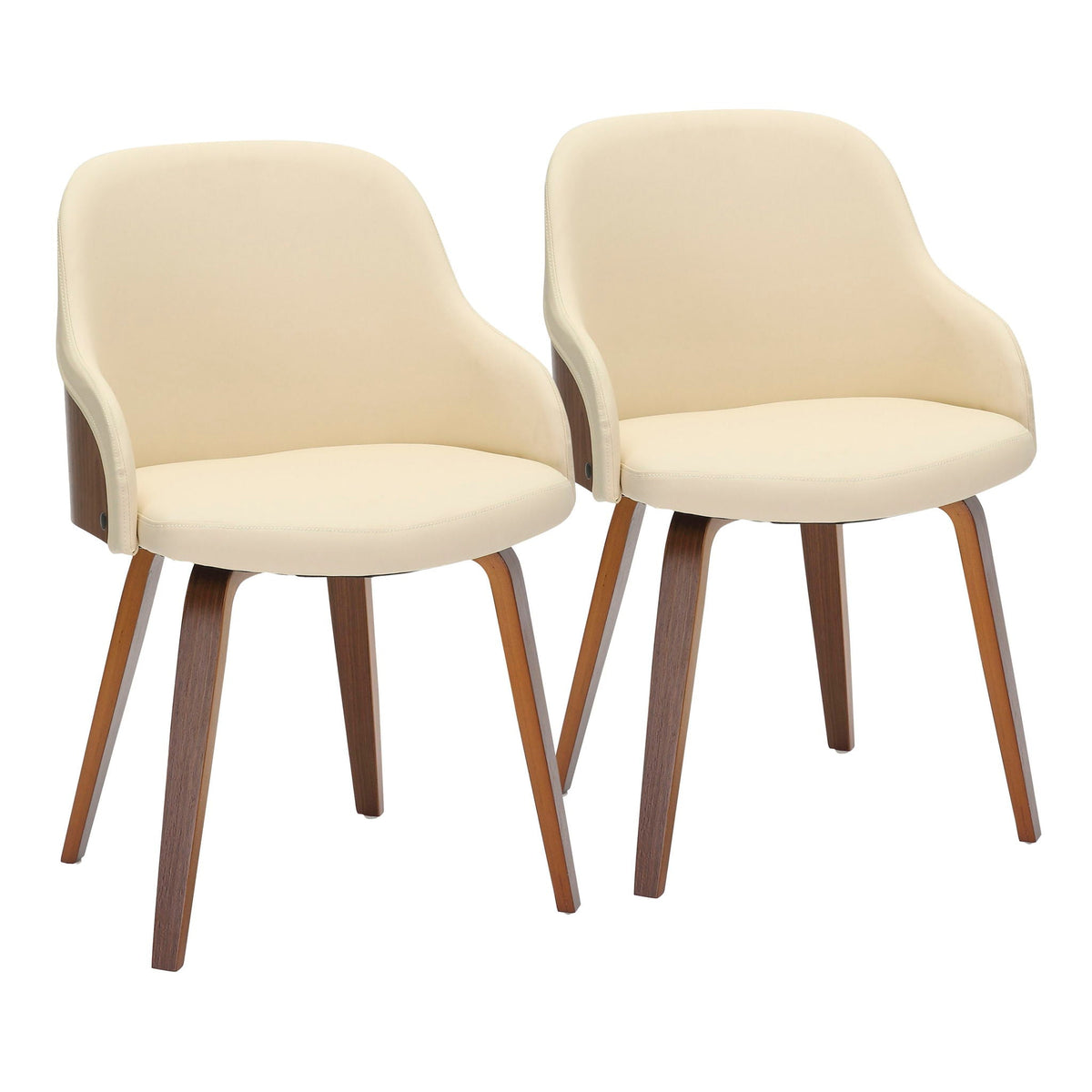 Mid Century Modern Dining Arm Chair beige upholstered seat with wooden legs HouseOfZazla 2-pack on Tampa Home & Garden Store