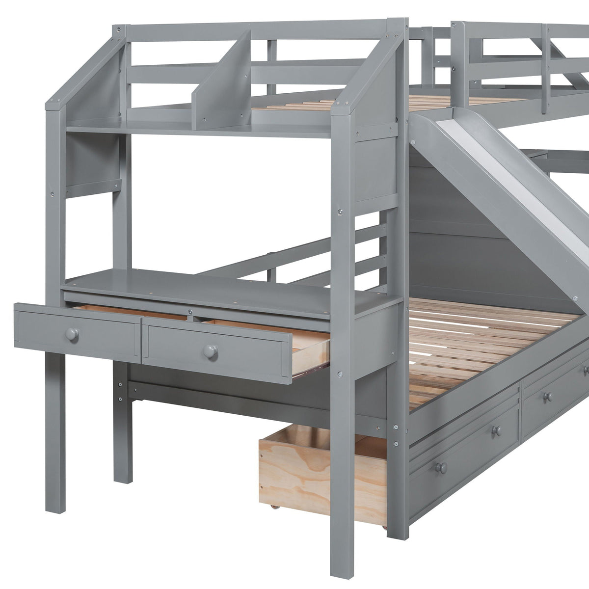 Bunk Bed With Storage Stairs, Slide, Desk, Drawers, And Shelves HouseOfZazla on Tampa Home & Garden Store