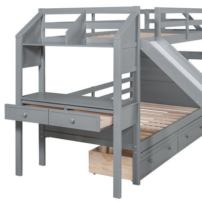 Bunk Bed With Storage Stairs, Slide, Desk, Drawers, And Shelves HouseOfZazla on Tampa Home & Garden Store