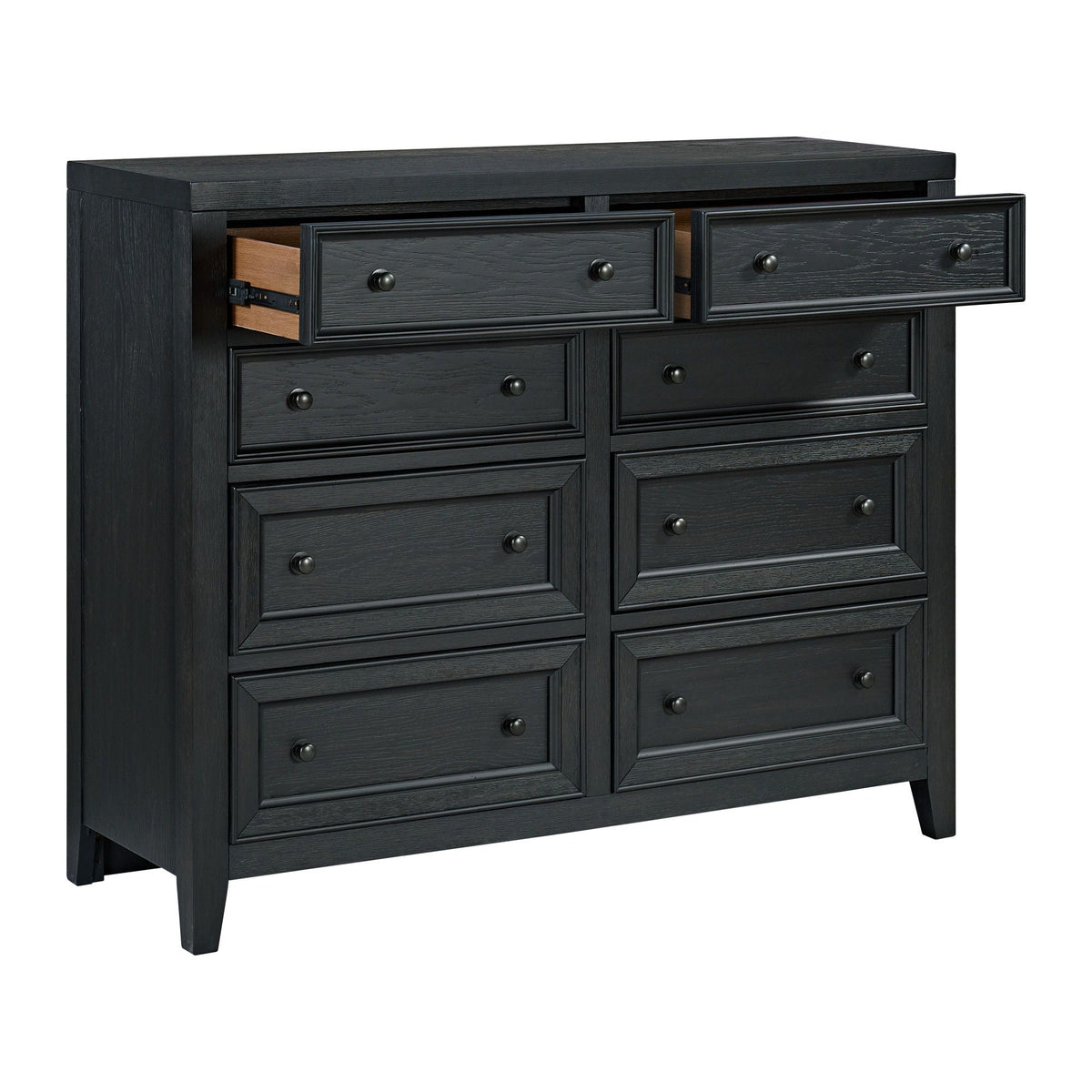 8-drawer dresser in black with framed fronts and smooth metal glides on Tampa Home & Garden Store