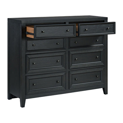 8-drawer dresser in black with framed fronts and smooth metal glides on Tampa Home & Garden Store