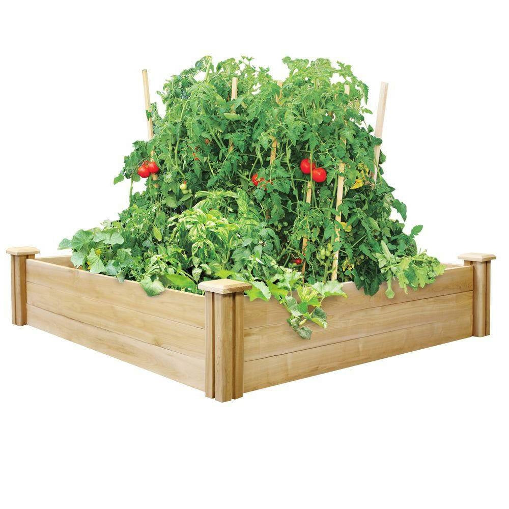 4ft x 4ft Outdoor Cedar Wood Raised Garden Bed Planter Box - Made in USA - Tampa Home & Garden Store