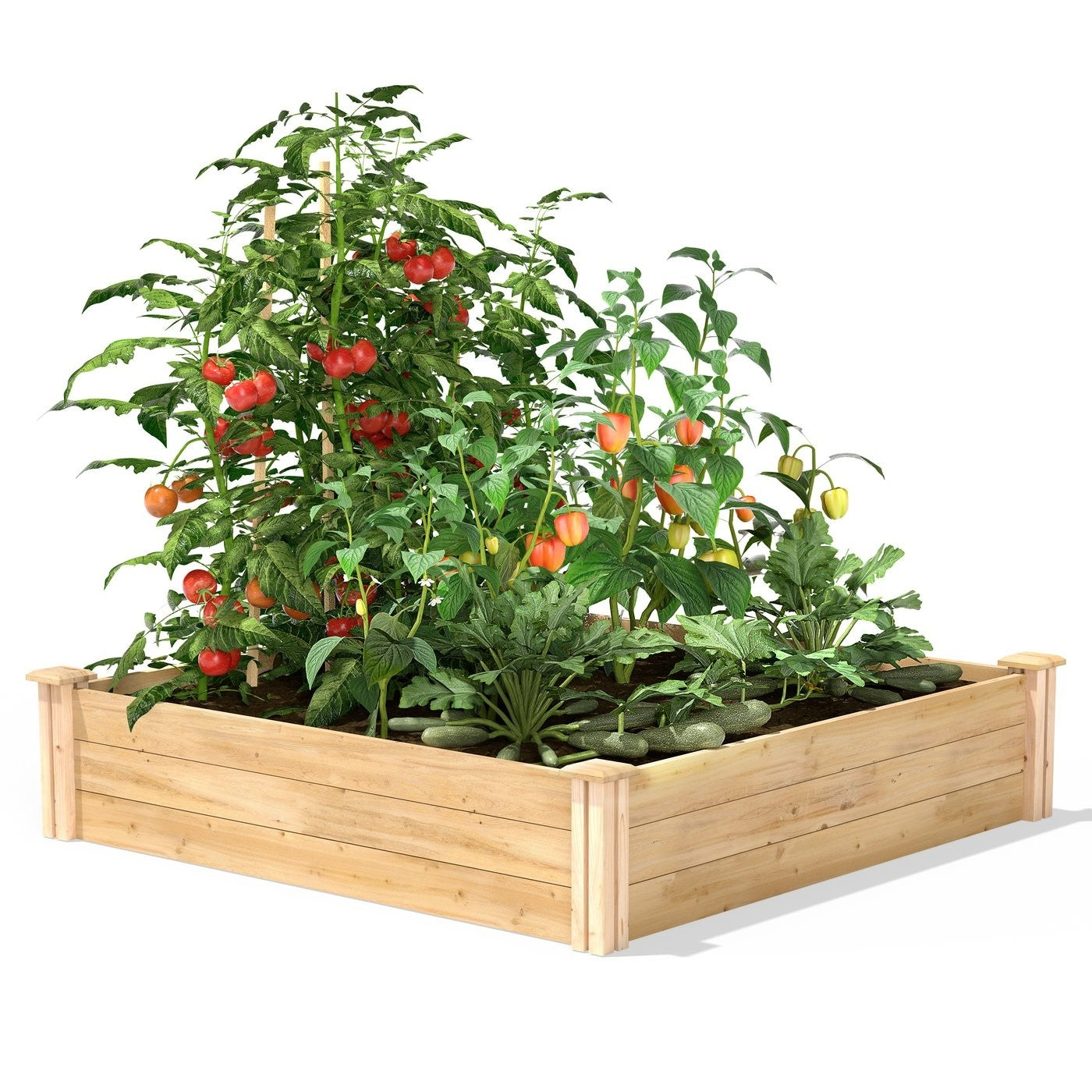 4ft x 4ft Outdoor Pine Wood Raised Garden Bed Planter Box - Made in USA - Tampa Home & Garden Store
