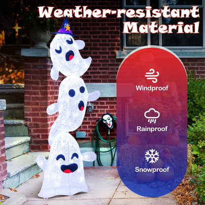 4 ft lighted standing Halloween decoration stacked ghosts with 120 LED lights DirectDeals on Tampa Home & Garden Store