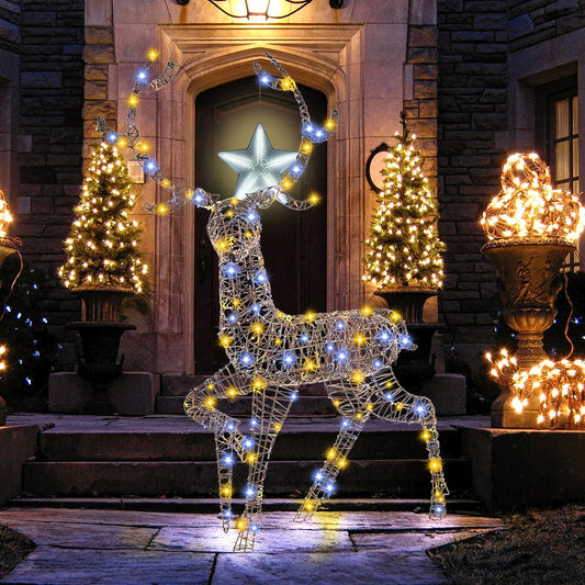 4.6 Feet Pre-Lit Christmas Reindeer with 170 Cold and Warm LED Lights