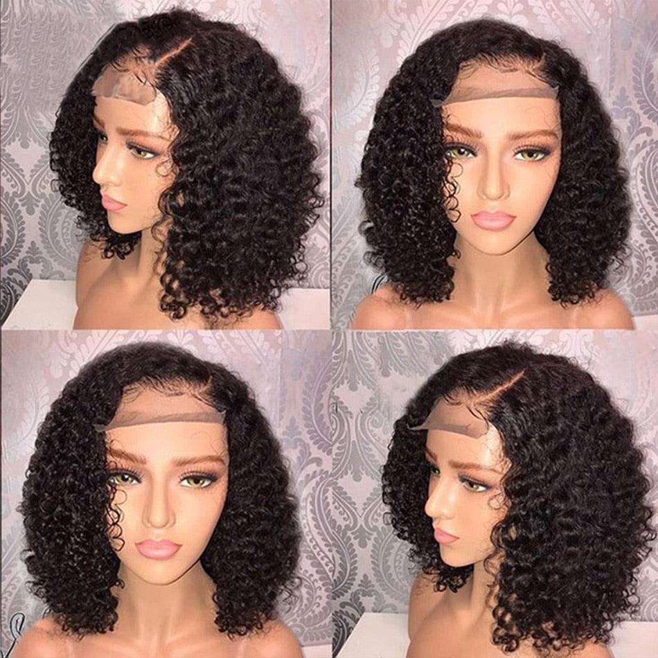 4x4 Water Wave Short Bob Wig, 8-12in, Brazilian human hair, lace front with baby hairs on Tampa Home & Garden Store