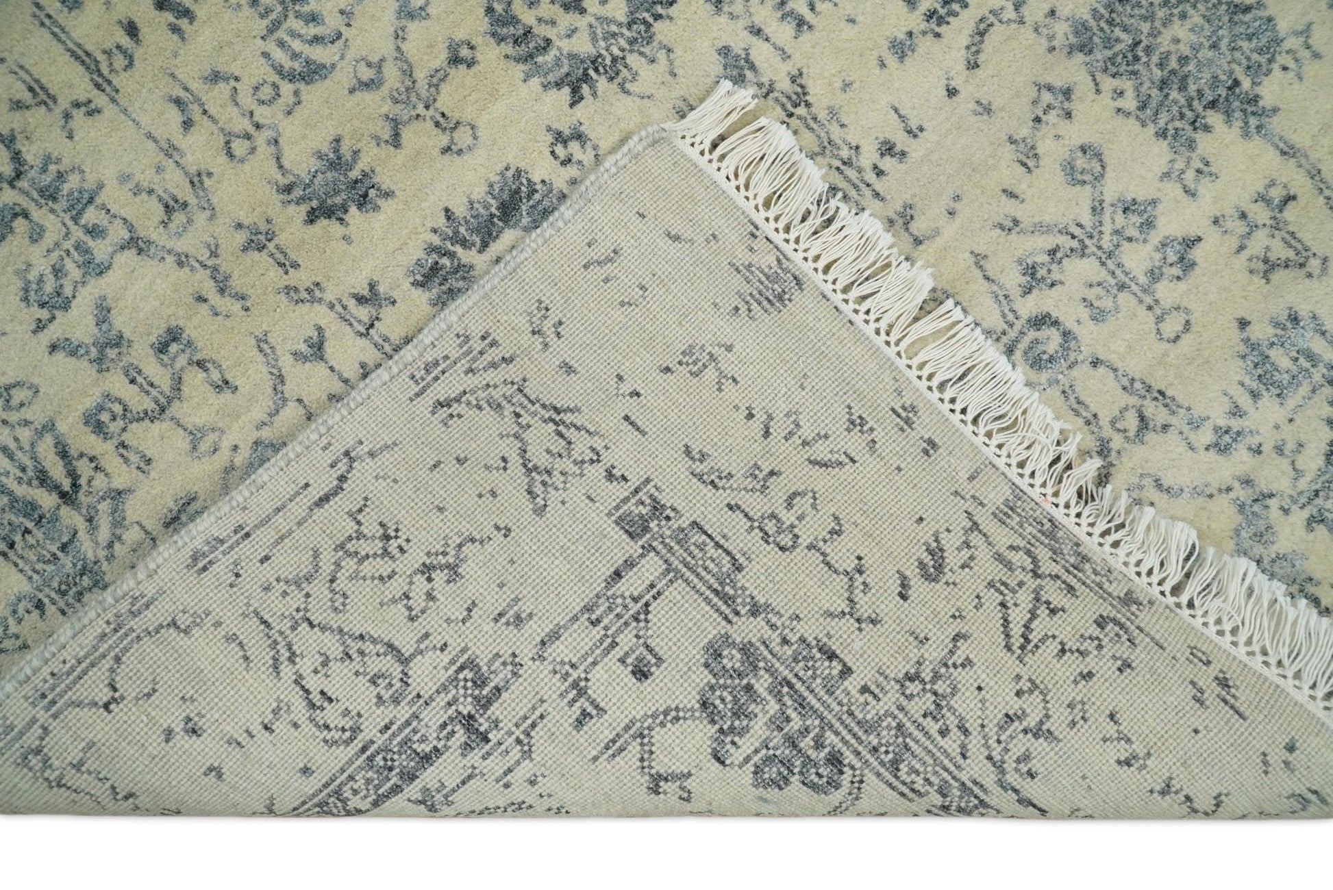 4x6 Fine Hand Knotted Beige and Gray Traditional Vintage Persian Style Antique Wool and Silk Rug | AGR14 - Tampa Home & Garden Store