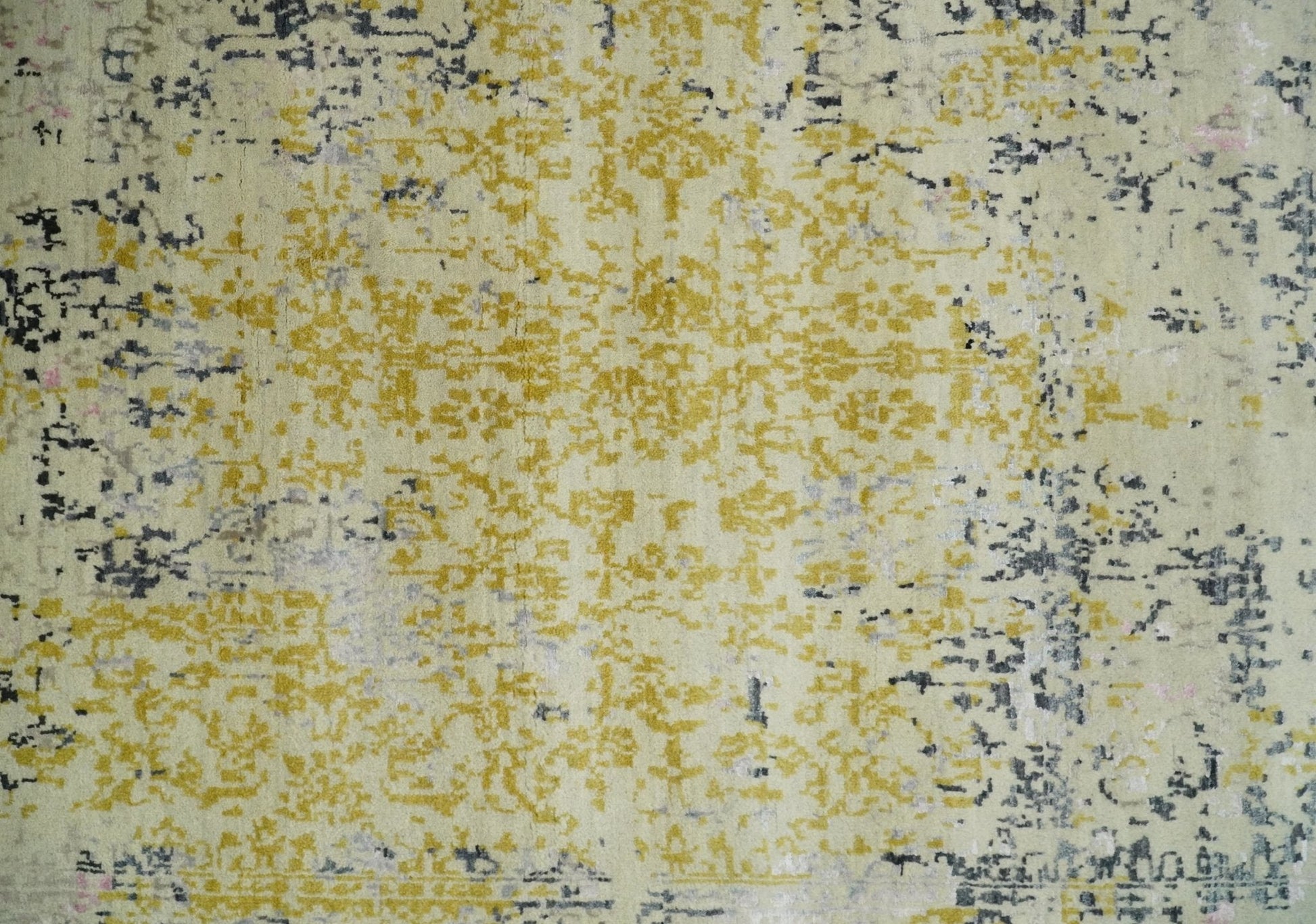 4x6 Fine Hand Knotted Gold, Gray and Ivory Modern Abstract Wool and SIlk Area Rug | AGR17 - Tampa Home & Garden Store