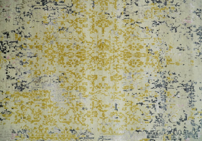 4x6 Fine Hand Knotted Gold, Gray and Ivory Modern Abstract Wool and SIlk Area Rug | AGR17 - Tampa Home & Garden Store