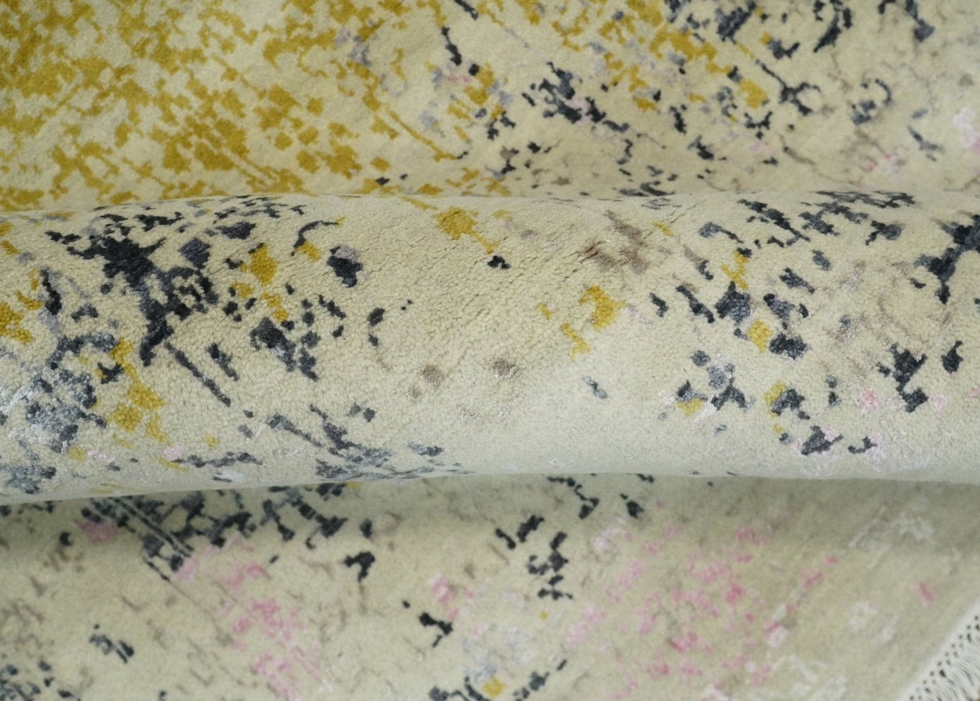 4x6 Fine Hand Knotted Gold, Gray and Ivory Modern Abstract Wool and SIlk Area Rug | AGR17 - Tampa Home & Garden Store