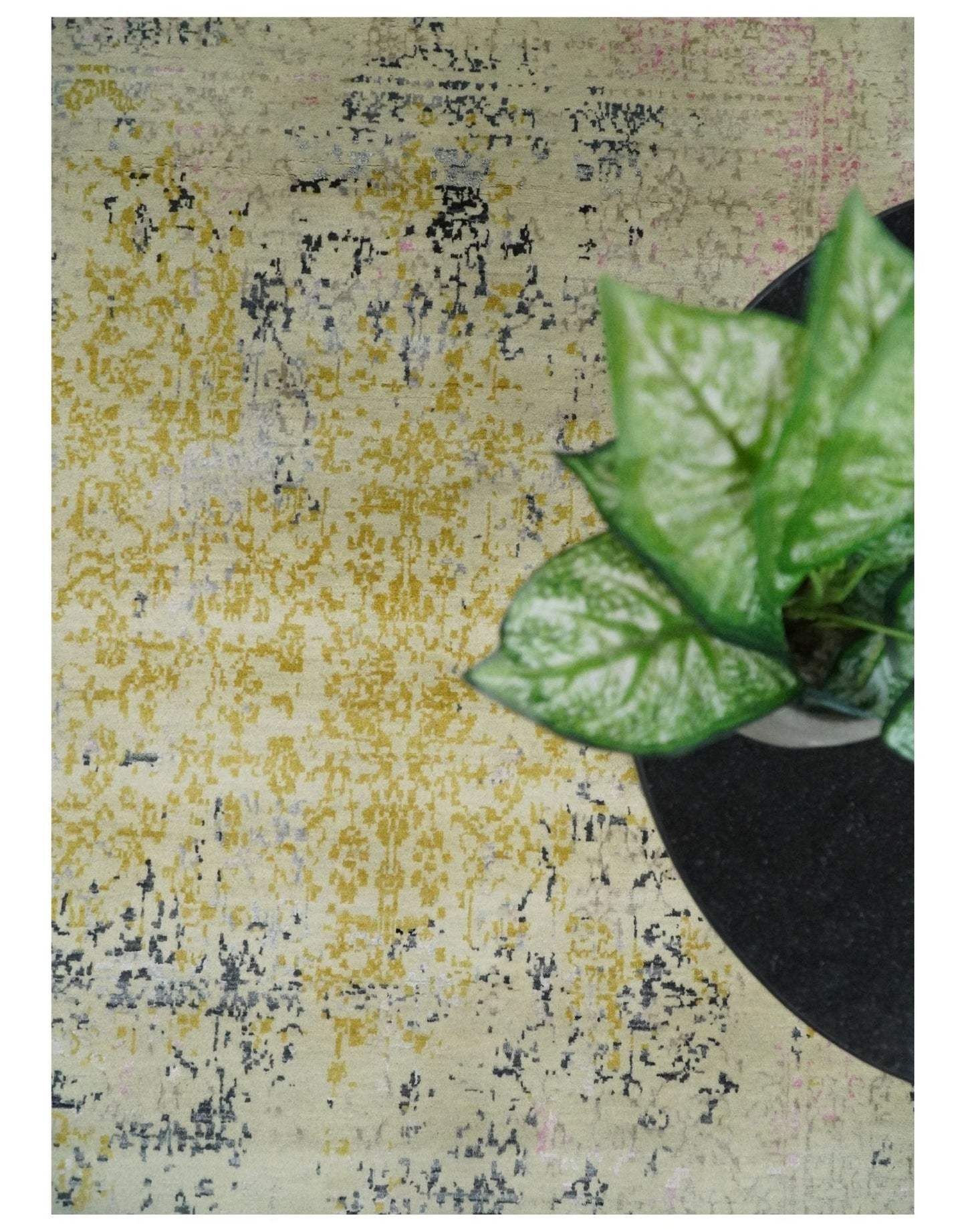 4x6 Fine Hand Knotted Gold, Gray and Ivory Modern Abstract Wool and SIlk Area Rug | AGR17 - Tampa Home & Garden Store