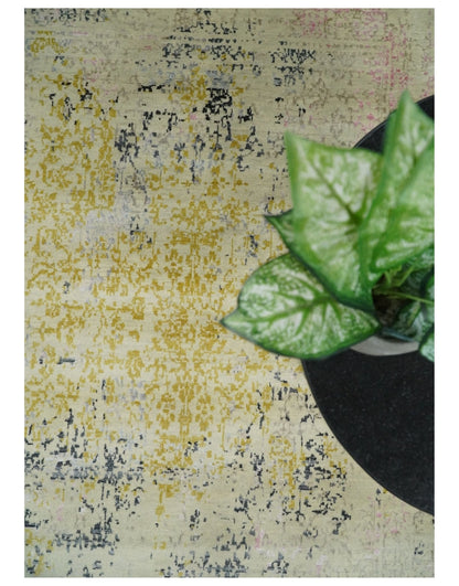 4x6 Fine Hand Knotted Gold, Gray and Ivory Modern Abstract Wool and SIlk Area Rug | AGR17 - Tampa Home & Garden Store