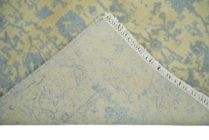 Alfombra antigua de lana y seda, estilo persa, tradicional, anudada a mano, de 4x6, en oro y plata | AGR11