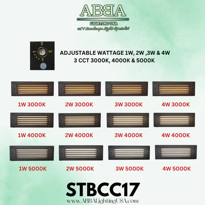 Luz de paso LED para exteriores ajustable STBCC17 de latón fundido de 1 W a 4 W y 3 CCT, iluminación de bajo voltaje 