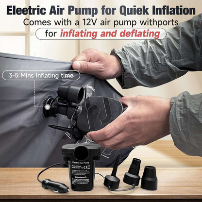 Backseat air mattress for SUV, grey 24'' width by Dikasun Outdoor with 12V electric air pump on Tampa Home & Garden Store