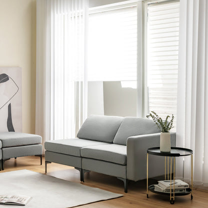 Modular L-shaped Sectional Sofa with Reversible Ottoman and 2 USB Ports