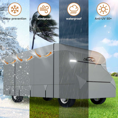Dikasun Outdoor 7-Layer Class C RV Cover grey; tear-resistant, breathable, waterproof on Tampa Home & Garden Store